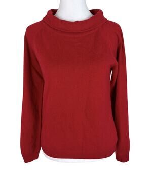 Brora Scottish Cashmere Classic Knitwear Sweater Red Cowl Neck Size US 4 FLAW